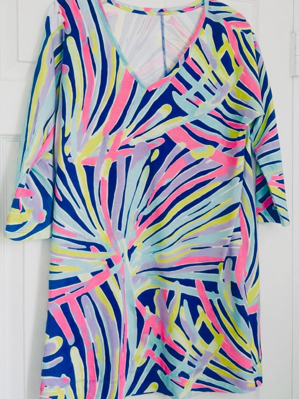 Lilly Pulitzer Navy Multi V-Neck Mini Dress